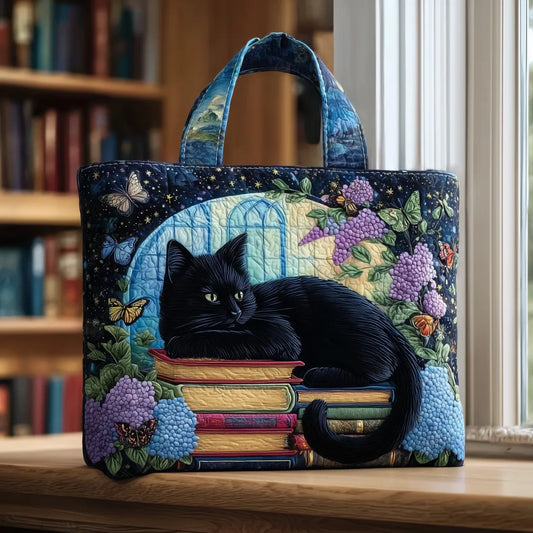 Quiltad väska – Svart katt på böcker