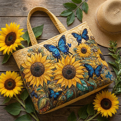 Quiltad väska – Solrosor och blå fjärilar