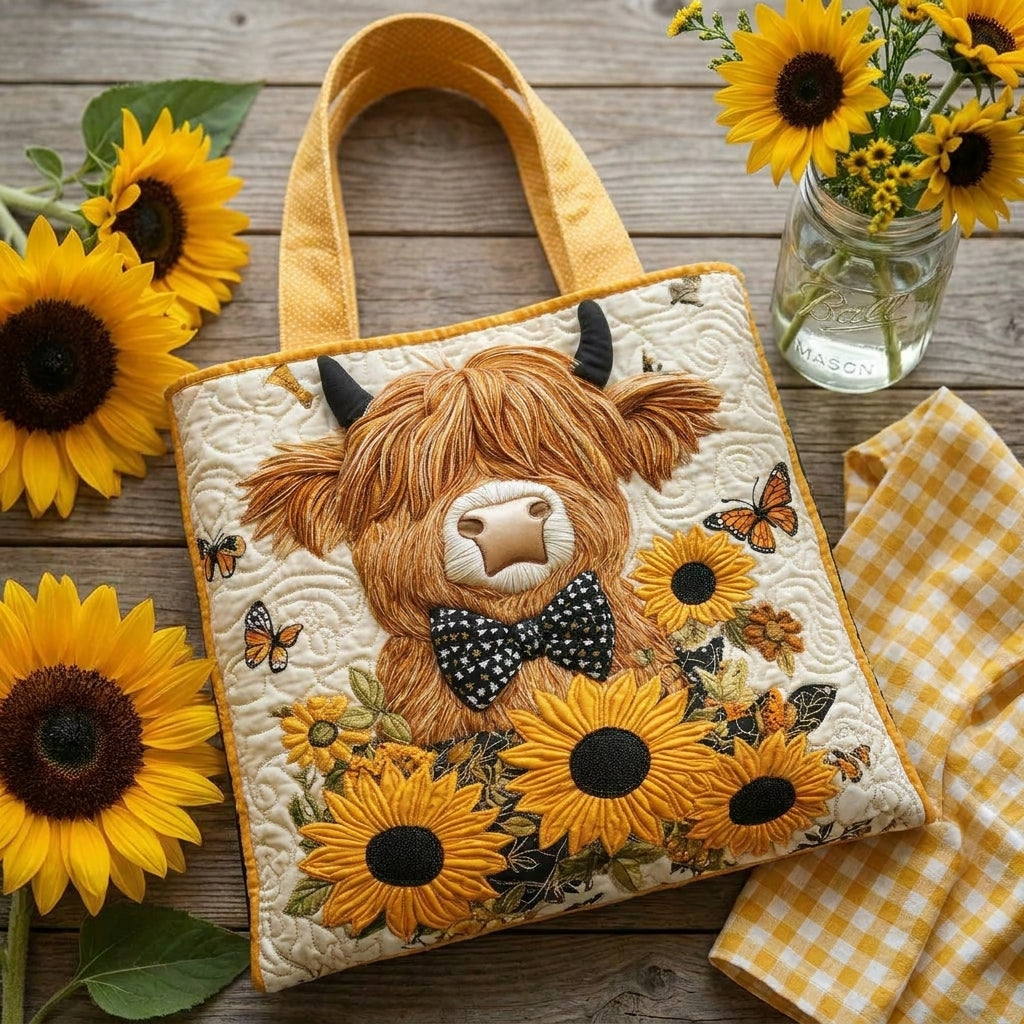 Quiltad väska – Highlandko med solrosor