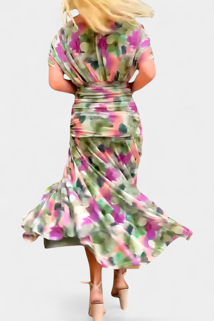 Magda™ | Vestido largo floral con escote en V