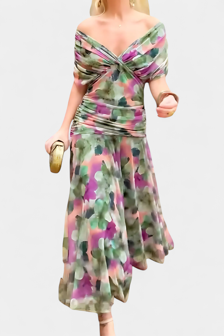 Magda™ | Vestido largo floral con escote en V