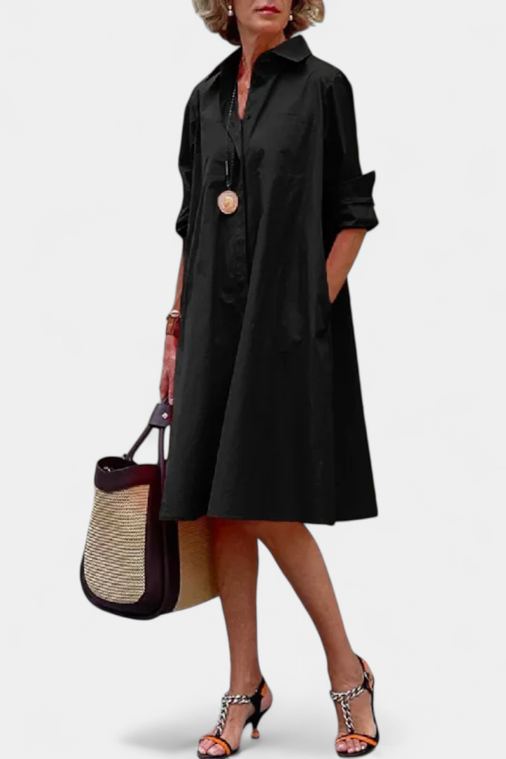 Vestido de Algodón Larissa con Cuello Solapa