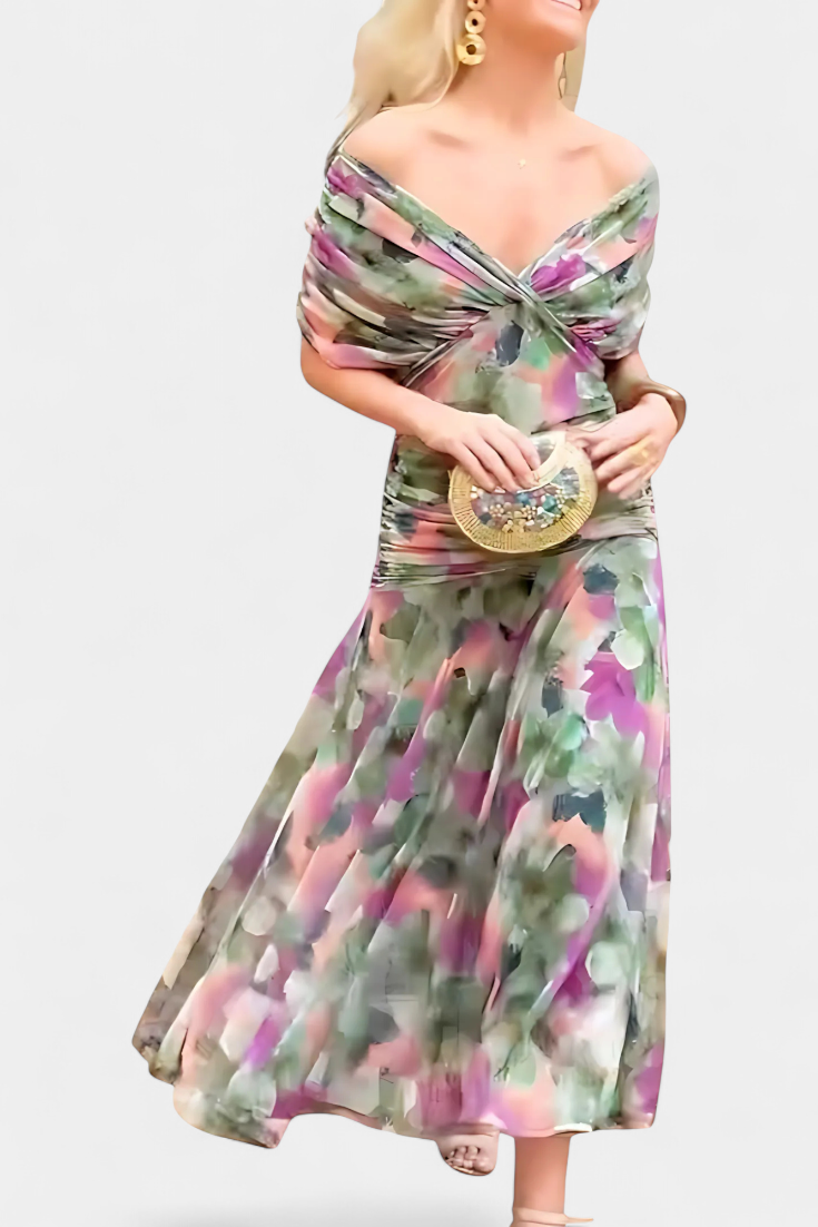 Magda™ | Vestido largo floral con escote en V