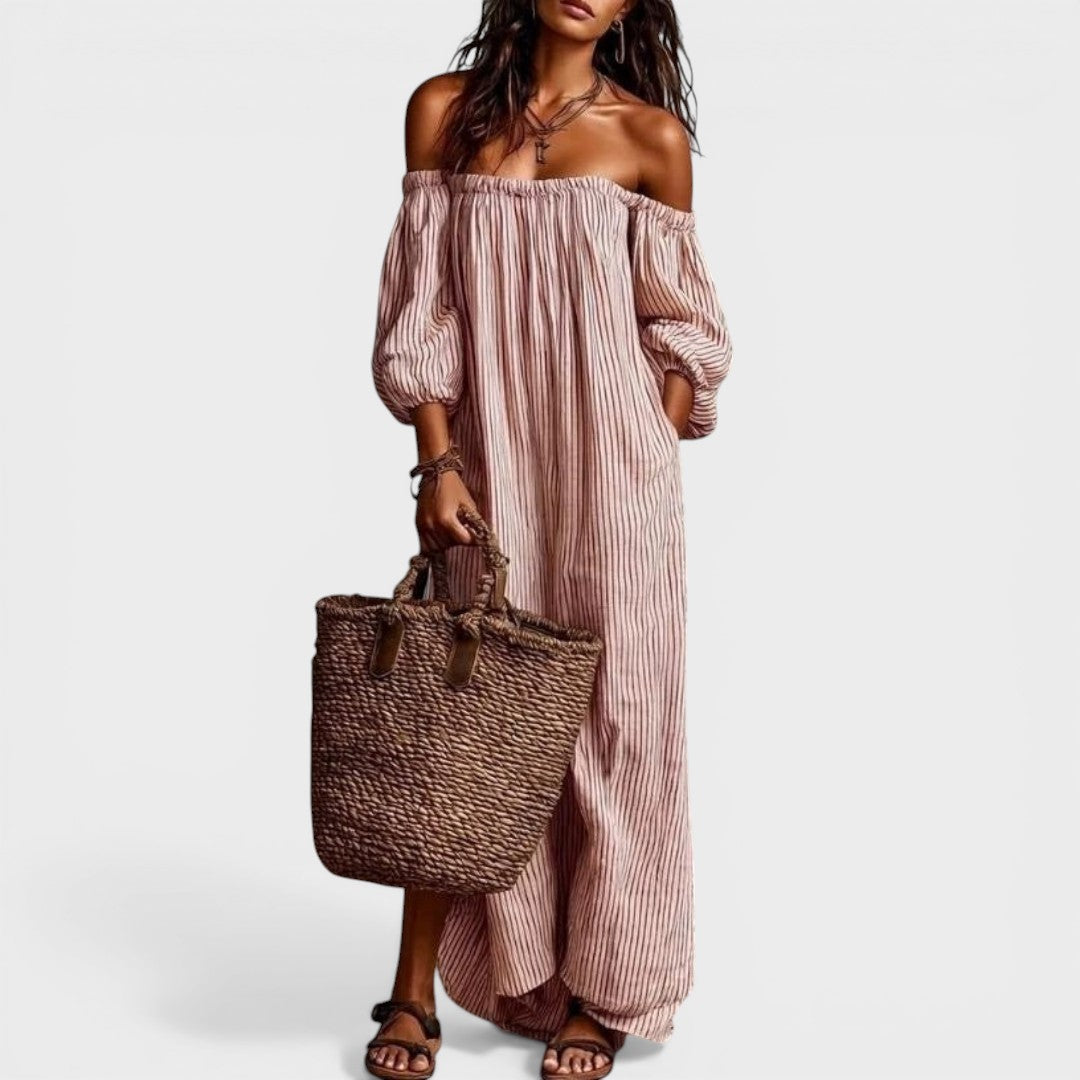 Sofía™ | Vestido maxi a rayas elegante