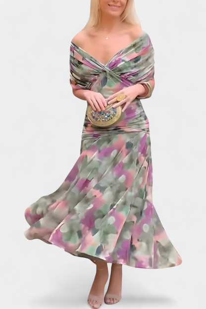 Magda™ | Vestido largo floral con escote en V