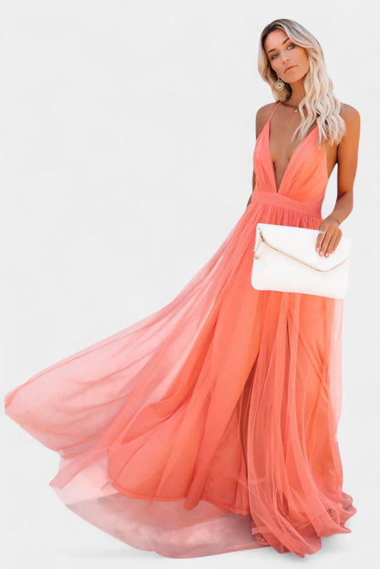 Vestido Maxi de Tul Sin Mangas Gergana