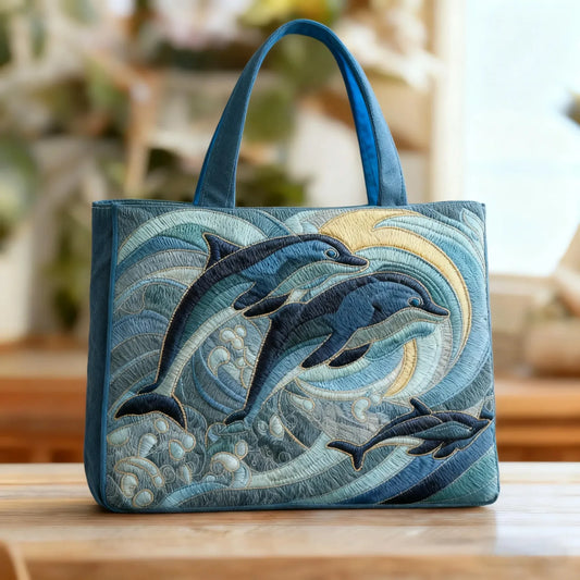 Quiltad väska – Delfin i havet