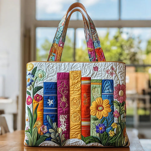 Quiltad väska – Blommigt bibliotek