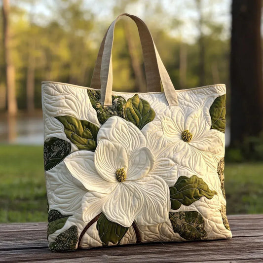 Quiltad väska – Eleganta vita liljor