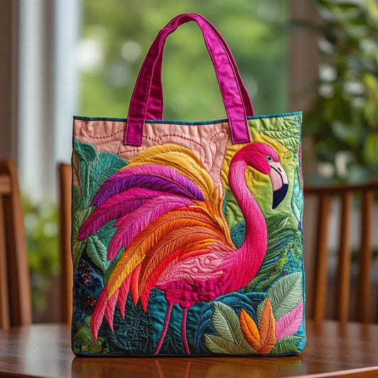 Quiltad väska – Regnbågsflamingo