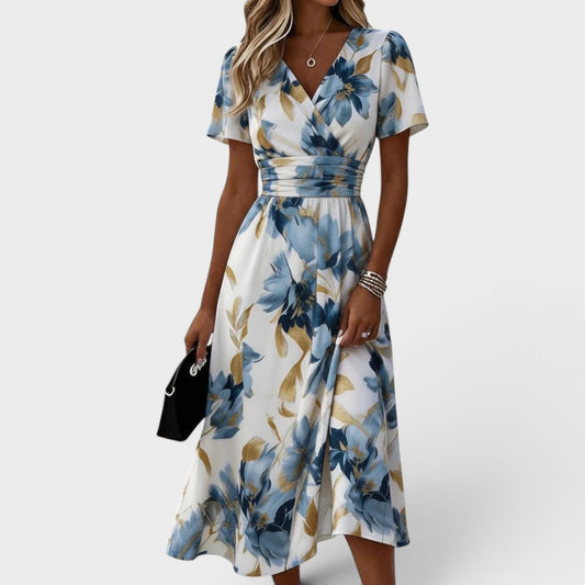 Natalia™ | Vestido midi floral cruzado elegante