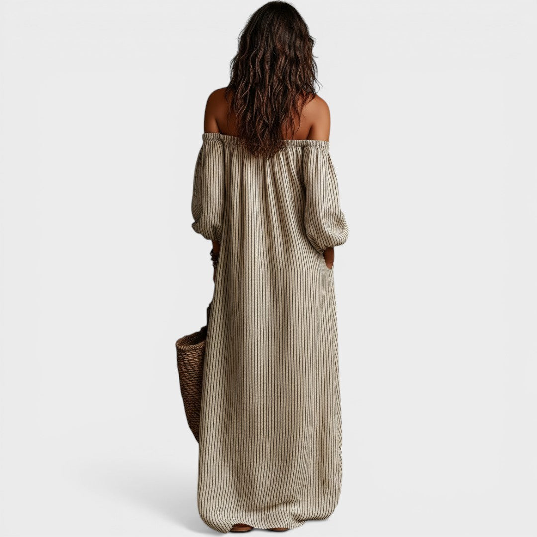 Sofía™ | Vestido maxi a rayas elegante