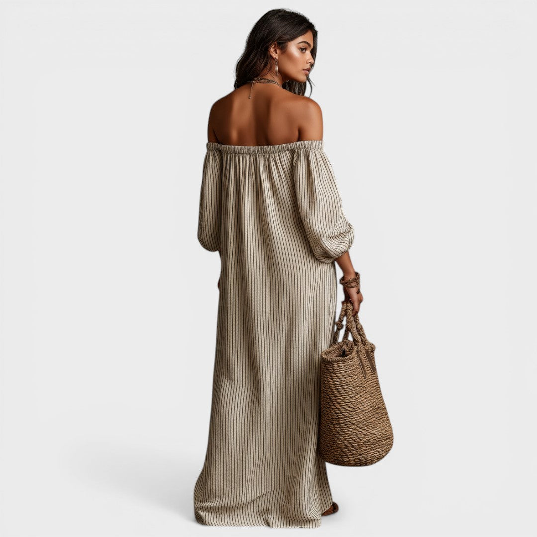 Sofía™ | Vestido maxi a rayas elegante