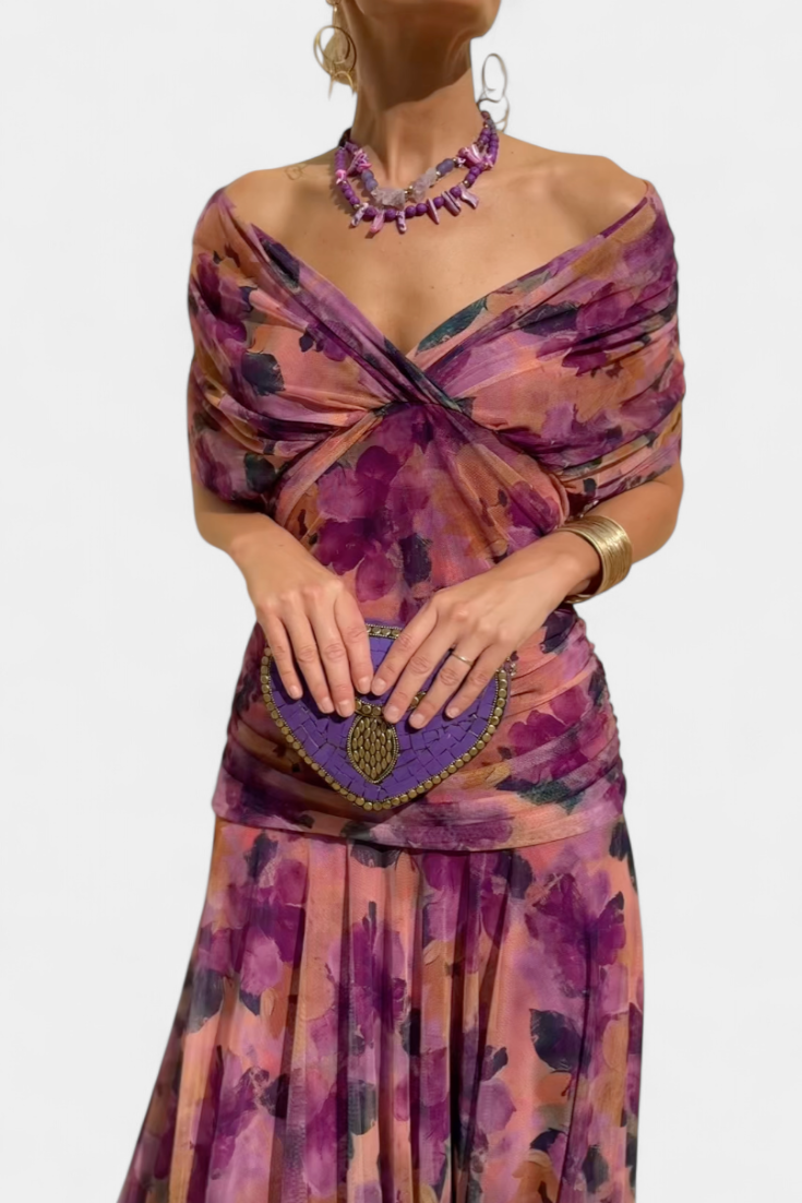 Magda™ | Vestido largo floral con escote en V
