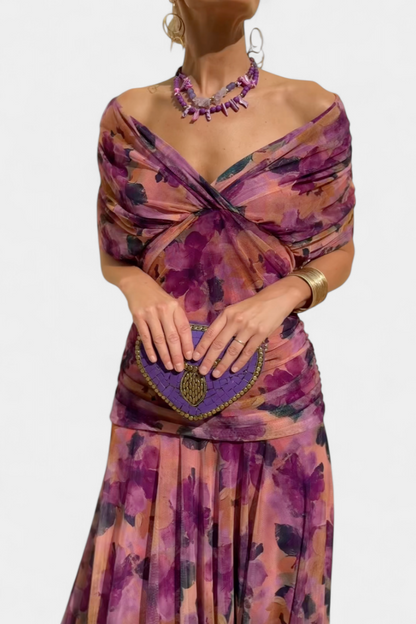 Magda™ | Vestido largo floral con escote en V