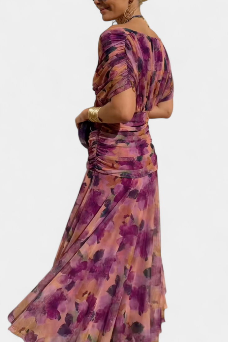 Magda™ | Vestido largo floral con escote en V