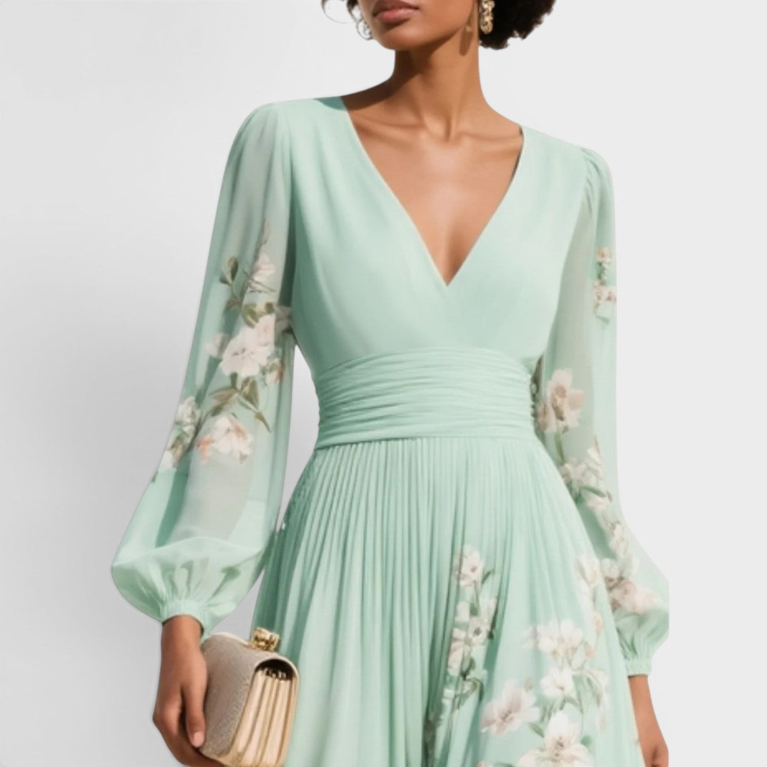 Natalia™ | Vestido midi floral de gasa elegante