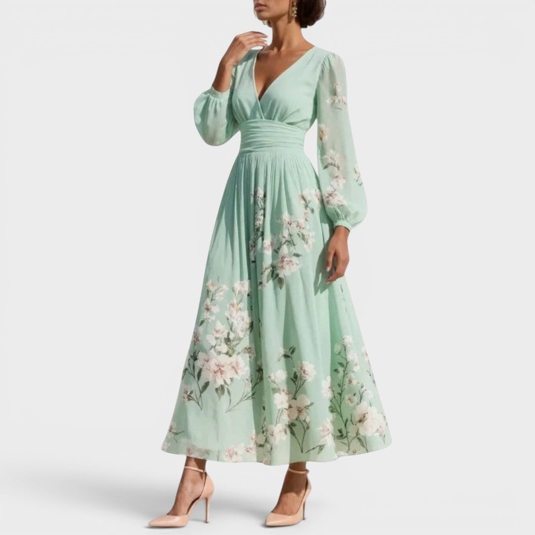 Natalia™ | Vestido midi floral de gasa elegante