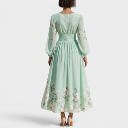 Natalia™ | Vestido midi floral de gasa elegante