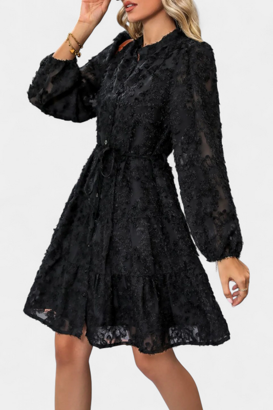 Vestido Camisa Soreia con Mangas Largas Texturizadas