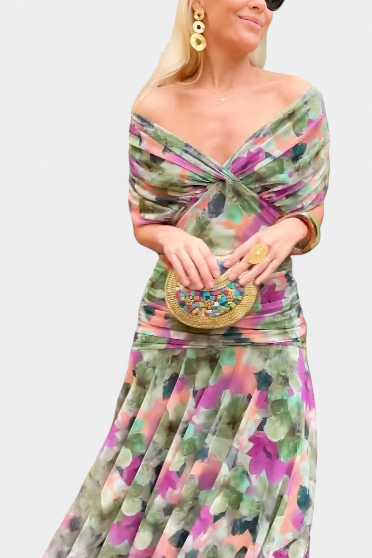 Magda™ | Vestido largo floral con escote en V