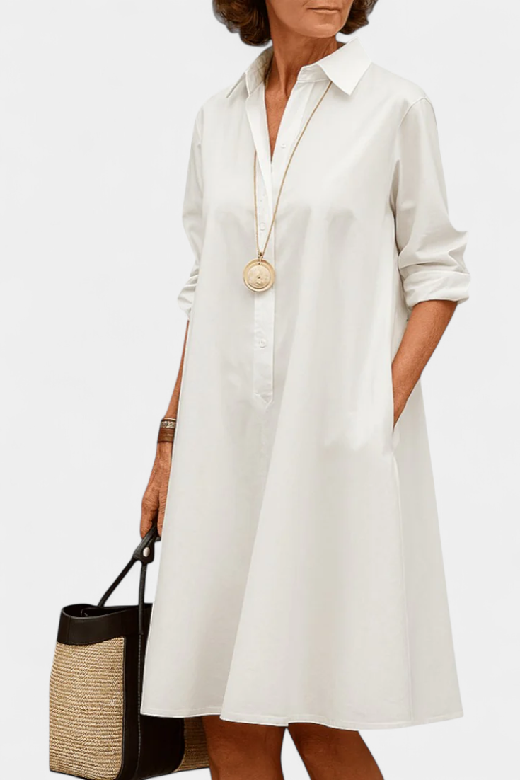 Vestido de Algodón Larissa con Cuello Solapa