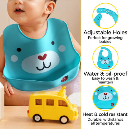 Baby Waterproof Silicone Bib with Pocket (set of 2)