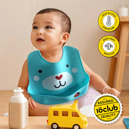 Baby Waterproof Silicone Bib with Pocket (set of 2)